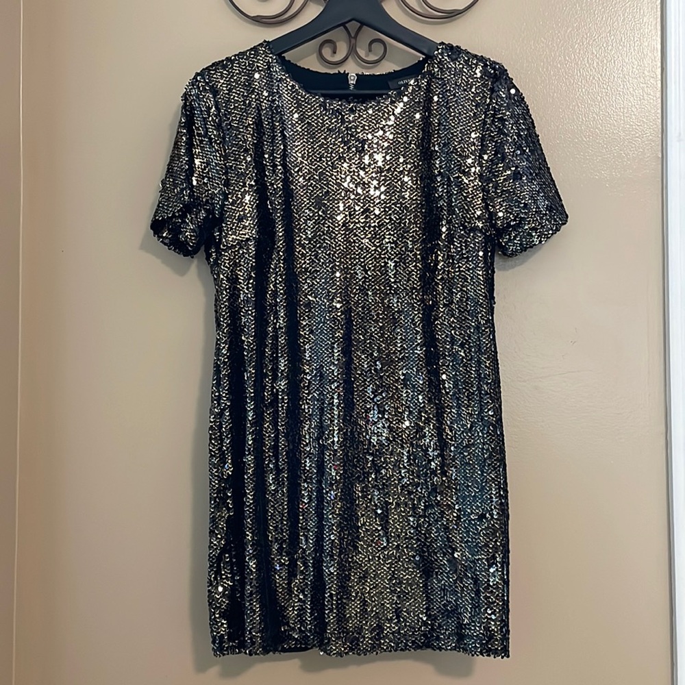 Olivaceous sequin Shift Dress